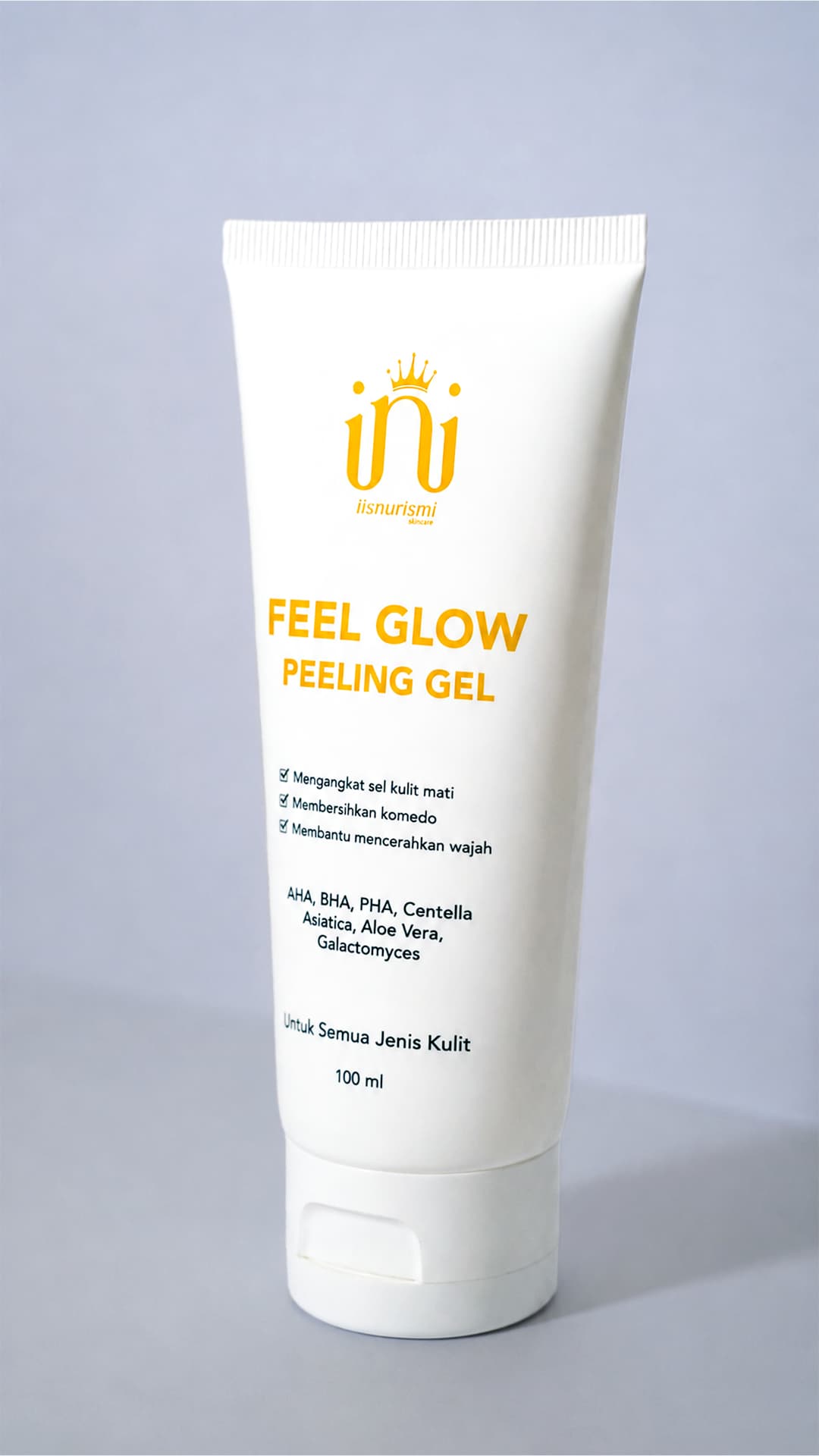 Tampak depan kemasan FEEL GLOW PEELING GEL dengan logo Iisnurismi Skincare